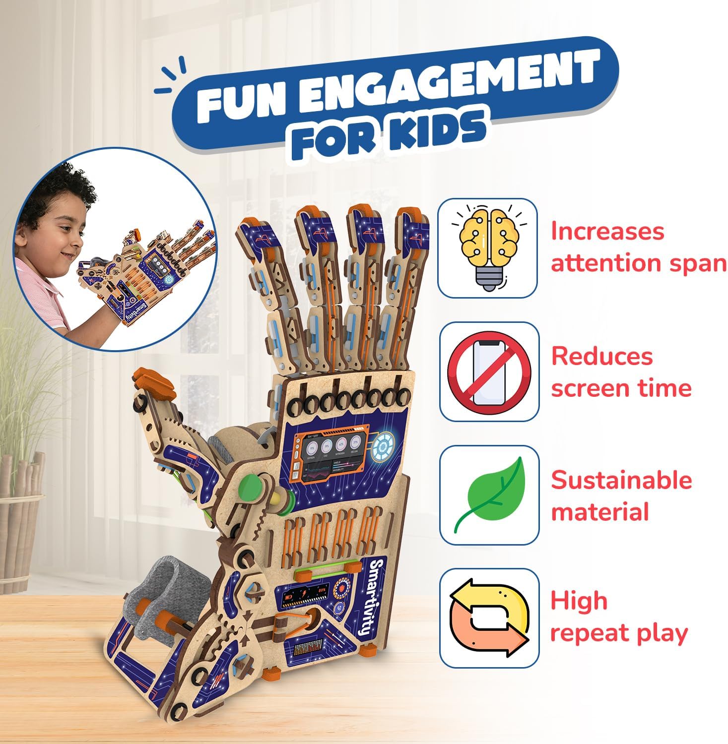 Smartivity DIY Robotic Mechanical Hand - Award-Winning STEM Toy for Kids Aged 8-14 | Perfect Birthday Gift