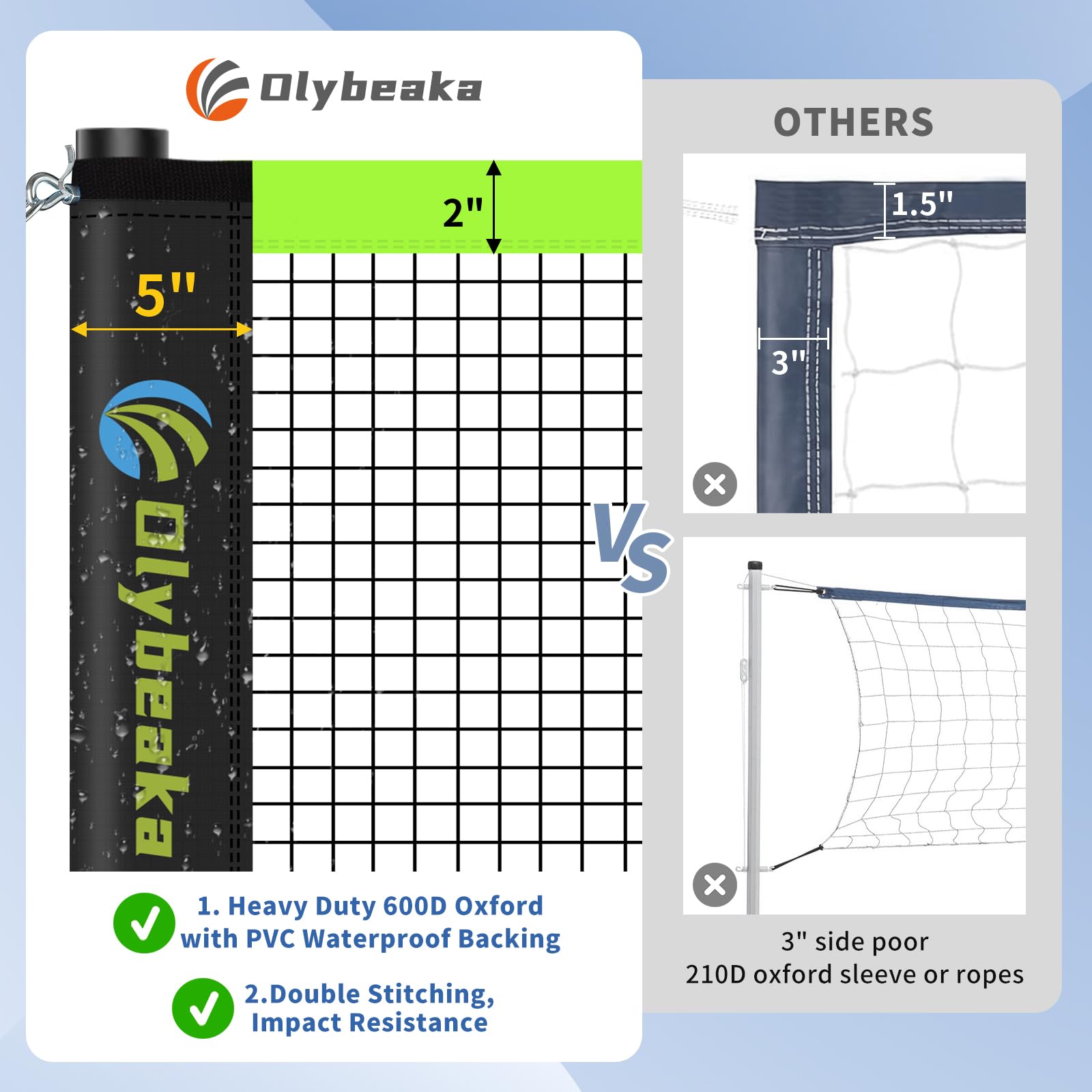 Olybeaka Outdoor Volleyball & Badminton Combo Net Set for Backyard, Beach with 2 Nets, Adjustable Poles, 4 Aluminum Rackets, PU Volleyball, Portable Carry Bag (Black)
