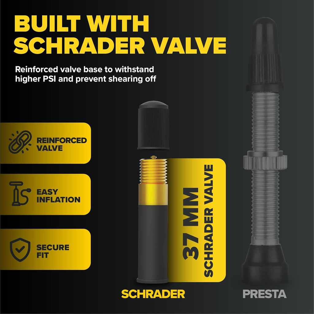 Ultraverse Bike Inner Tubes - Durable Butyl Rubber 26 x 1.75, 1.95, 2.10, 2.125 - Schrader Valve - Set of 2