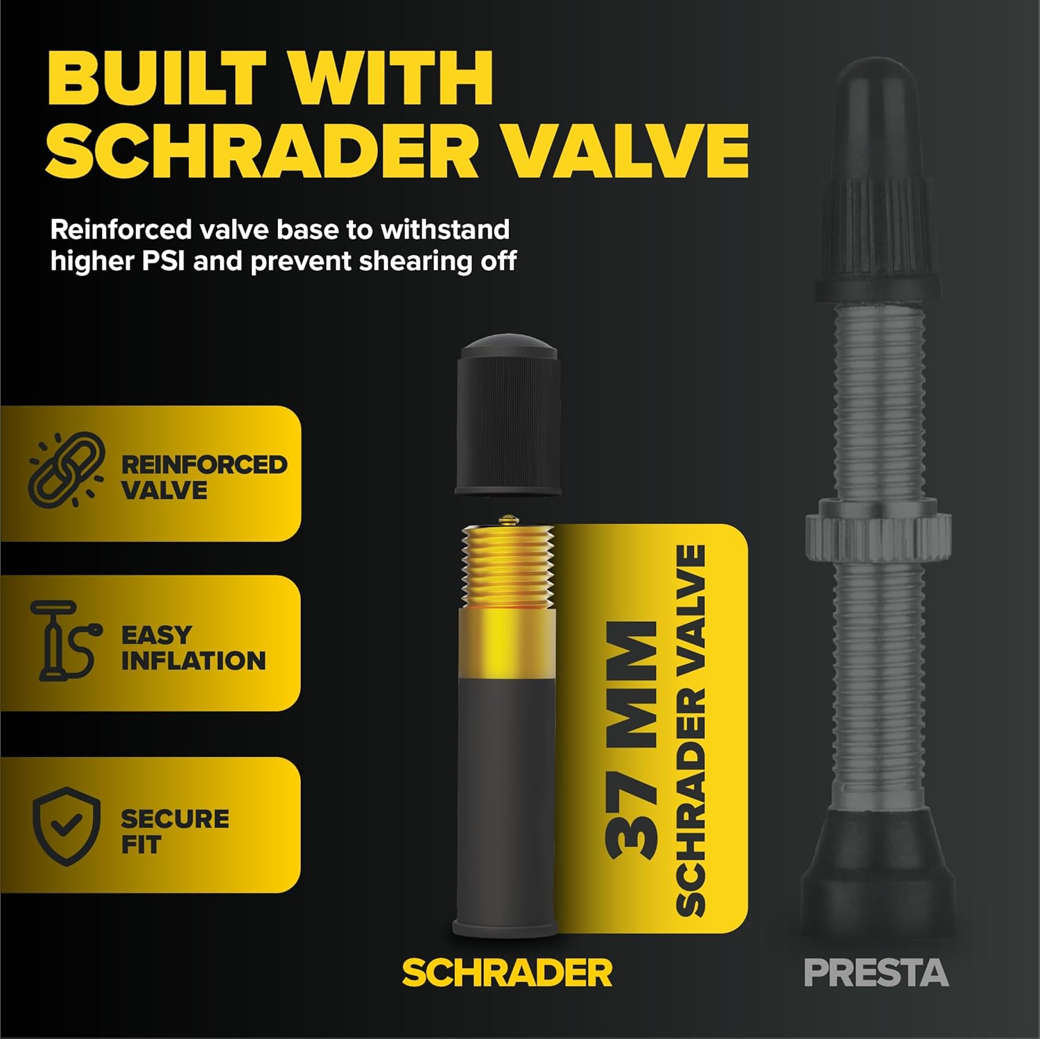 Ultraverse Bike Inner Tubes - Durable Butyl Rubber 26 x 1.75, 1.95, 2.10, 2.125 - Schrader Valve - Set of 2