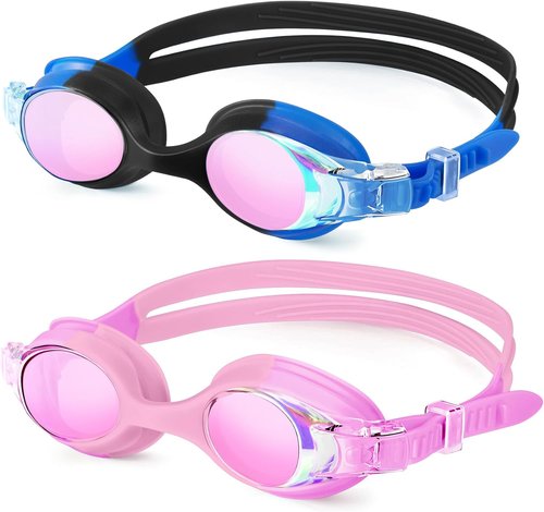 NSSIW Kids Swim Goggles - Anti-Fog, No Leak Design | 2 Pack for Ages 3-16