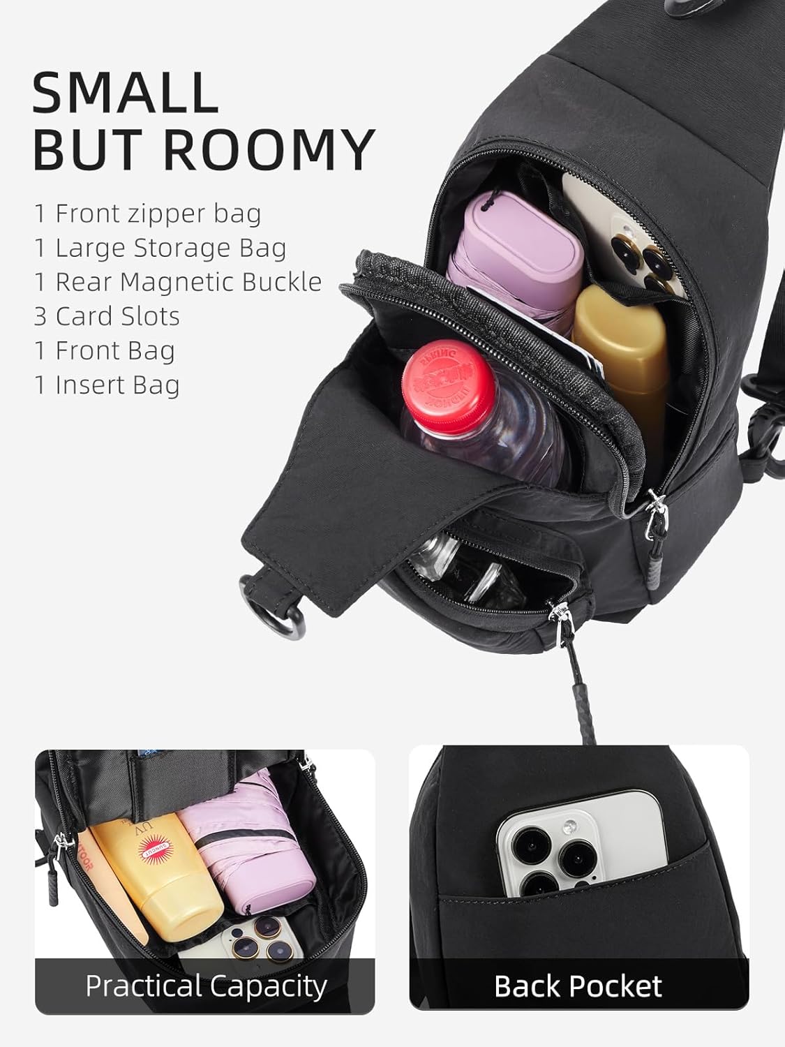 Westbronco Small Sling Bag - Lightweight Nylon Crossbody Backpack for Women | Ideal for Travel & Daily Use