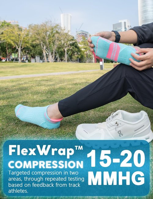 Juclise Coolmax Compression Running Socks - Anti-Blister, Moisture-Wicking, Cushioned | No Show Design
