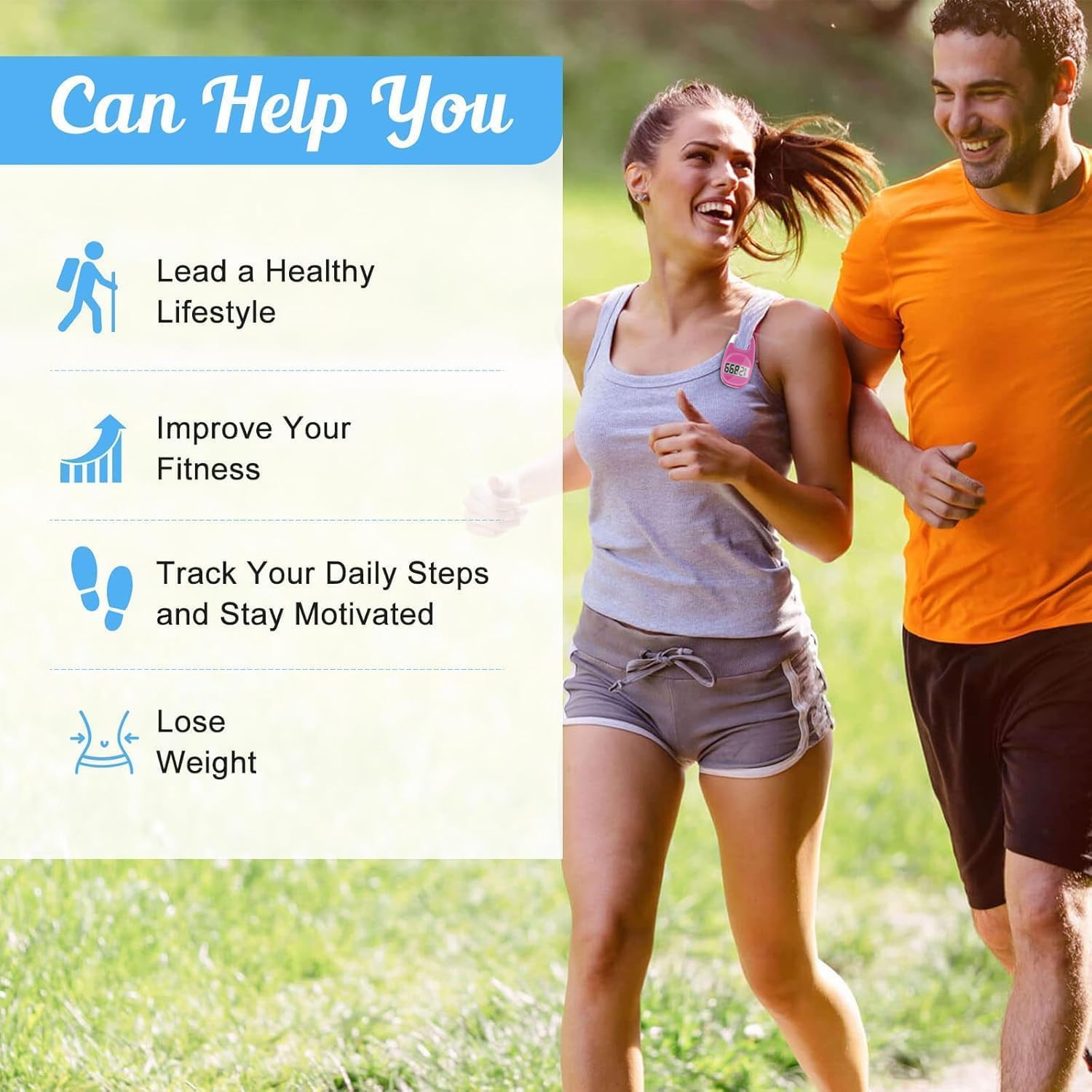 Skiennix Pedometer - Accurate Step Tracker with Carabiner | 3D Walking Counter for Men & Seniors