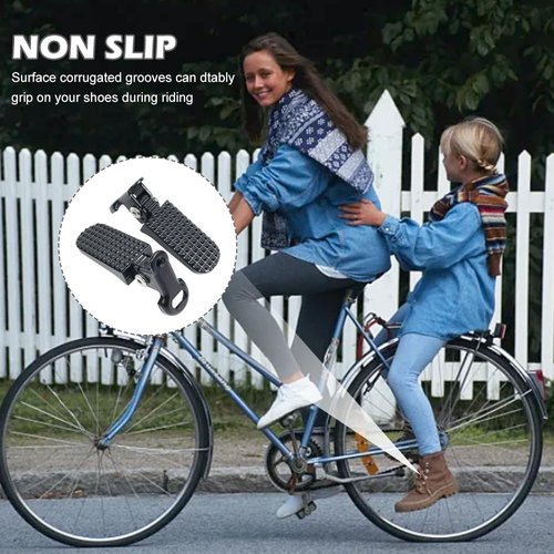 1 Pair Mini Bike Foot Pegs,Bike Rear Pedals Aluminium Alloy Non Slip Bicycle Pegs Quick Release Foot Plates Pedals for Mountain Cycle and Folding Bicycle(Color:Black)