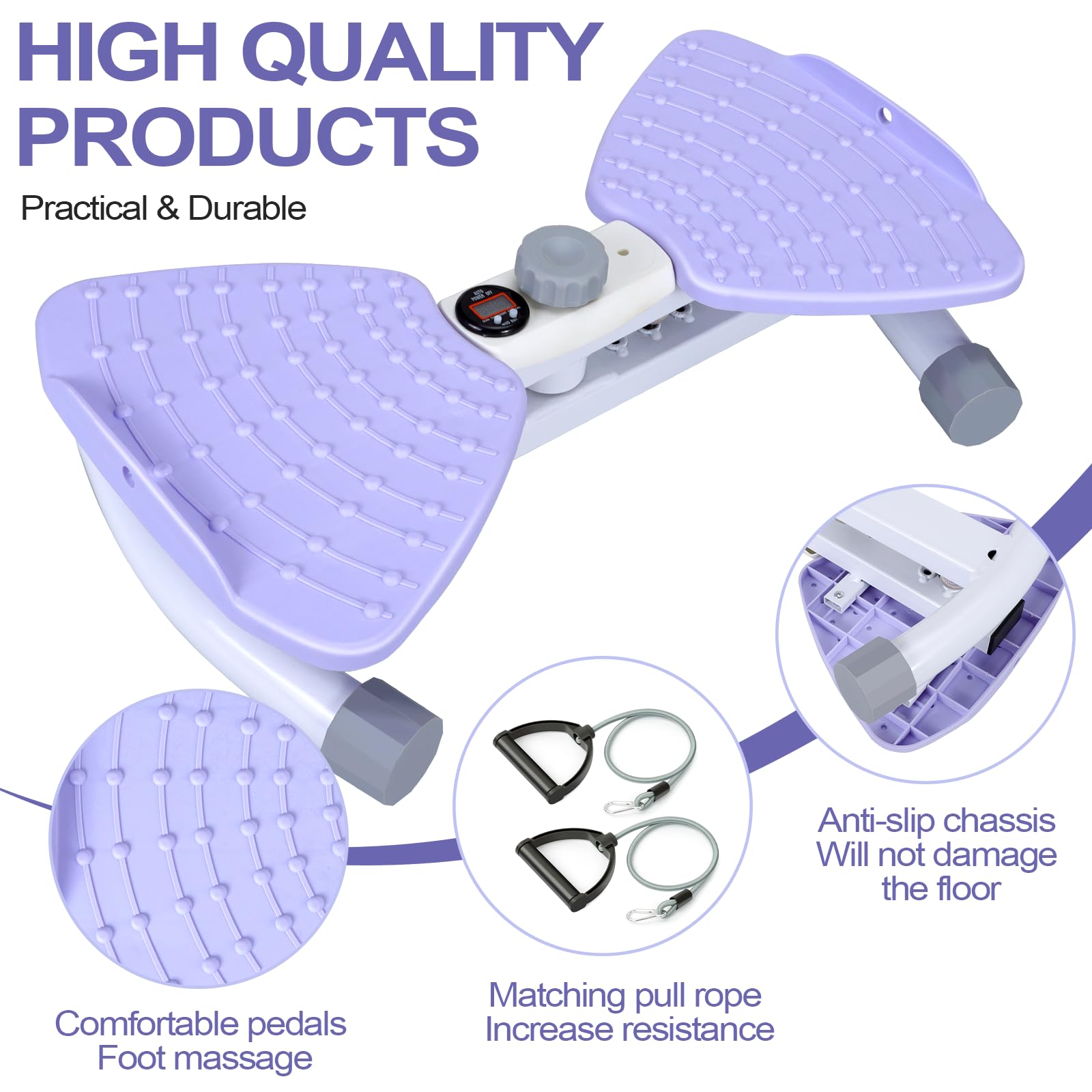 Reinforced Structure Waist Twister Machine Exercise, Ab Twist Board 440 lbs Weight Capacity for Slim Waist and Core, with Smart LED Digital Display Track Time, Reps, Calories for Women (Lavender)