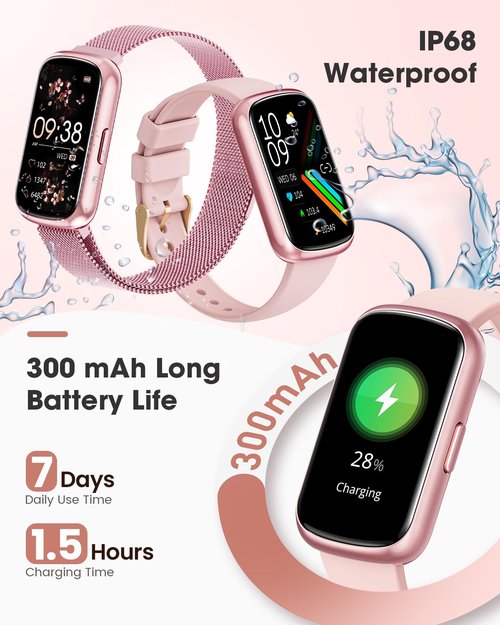 DEKELIFE Health Fitness Tracker, Smart Watches for Women with 24/7 Heart Rate,Sleep Tracker, 20+ Sport Modes Fitness Watches for Women, Smart Watch for Phones, IP68 Step Tracker, Pedometer Watch