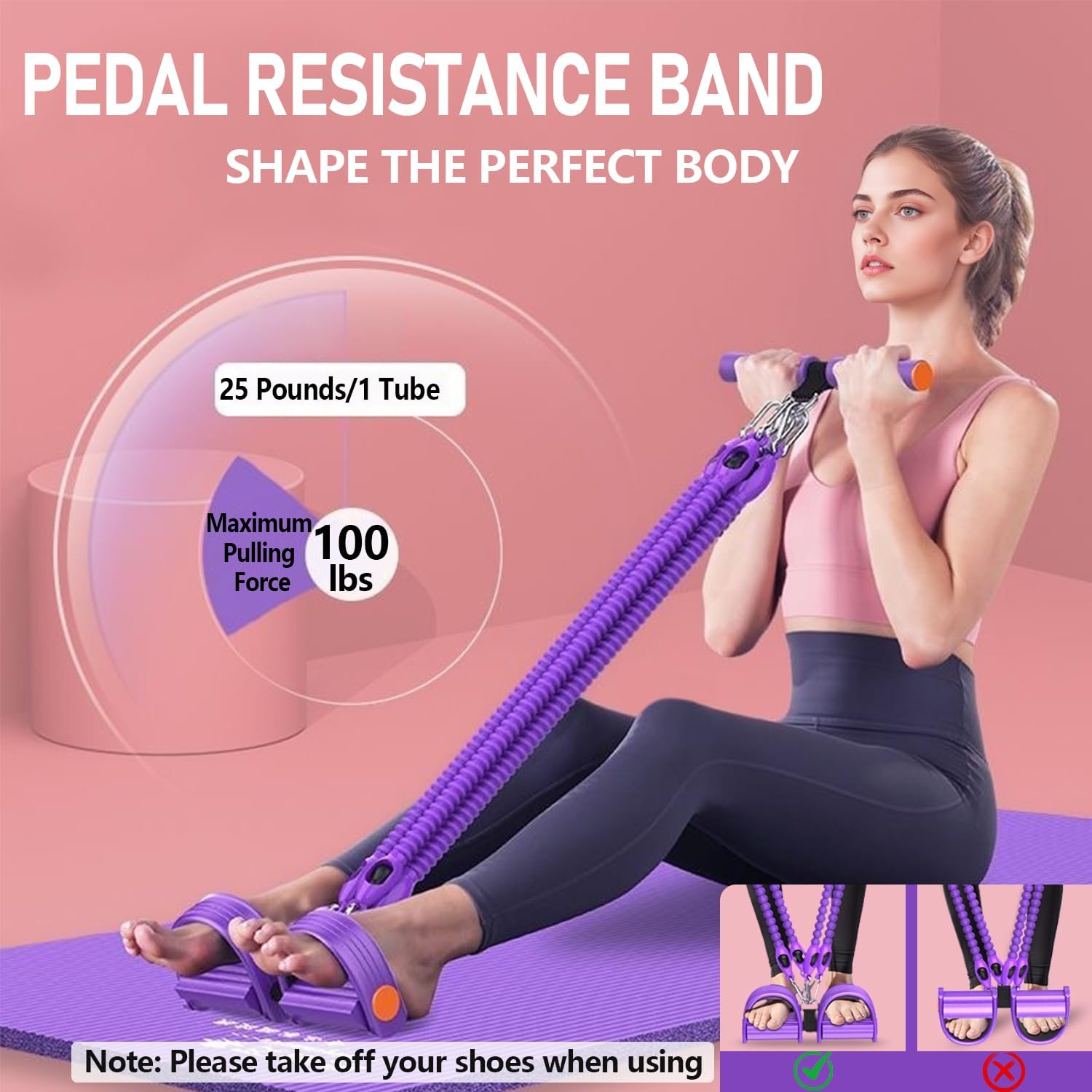 Skiennix Adjustable Foot Pedal Resistance Band - 4-Tube Ankle Puller for Full Body Workouts | Home Gym Equipment