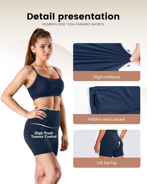 **SURF CUZ Women's Workout Shorts - 5" Seamless High Waist Biker Leggings for Yoga & Running**