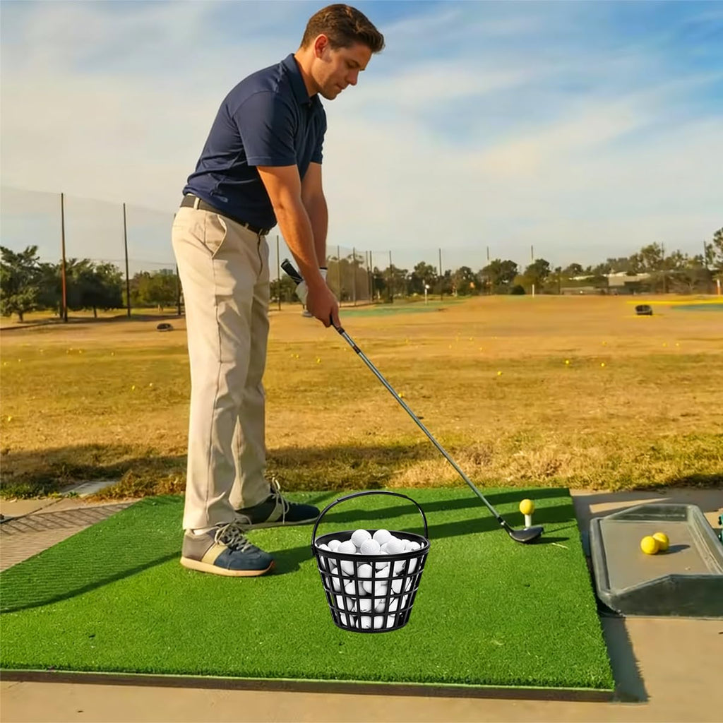 ZoiscPure Black Golf Ball Basket,Golf Balls Container Case,Ball Bucket with Handle,Balls Holder,Holds 25 Balls (Balls not Included)