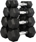 Fitvids Rubber Encased Hex Dumbbell Set | 5-20LB Pairs for Versatile Home Workouts - Black