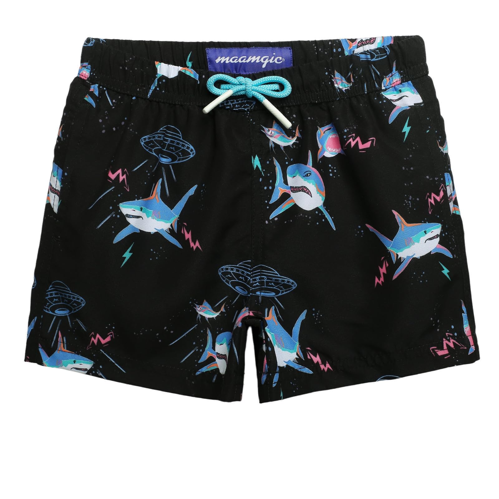 maamgic Boys Swim Trunks Toddler Swim Shorts Little Boys Bathing Suit Swimsuit Toddler Boy Swimwear Shark Black 3T