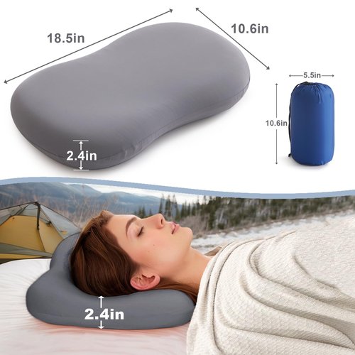 Suhedy Memory Foam Travel Pillow Camping Pillow Medium Firm Bed Pillows for Sleeping Cooling Small Pillow for Camp,Plane,Backpacking,Trip,Cool & Breathable Cover (1, Grey)