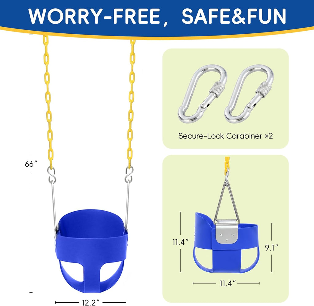 Take Me Away Toddler Swing - High Back Bucket Seat with Plastic-Coated Chains | Compatible with Swing Set Accessories