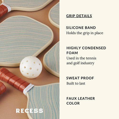 Recess Premium Pickleball Paddle, Barton Springs - Strong & Durable Fiberglass Surface, Lightweight, Honeycomb Core & Comfort Grip Handles - Tournament or Casual Play, USAPA Approved