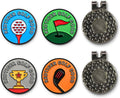 REDTIGER Magnetic Golf Ball Marker Set - 4 Colorful Metal Markers with 2 Hat Clips for Golf Lovers
