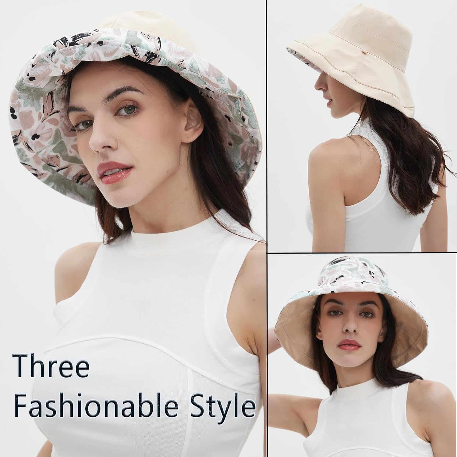 Vidsel Women's Wide Brim Sun Hat - Reversible Cotton Bucket Cap with UV Protection | Packable Summer Travel Accessory