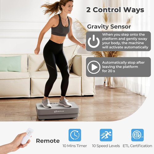 Goplus Vibration Plate - Full Body Exercise Machine for Lymphatic Drainage | Remote & LED Display
