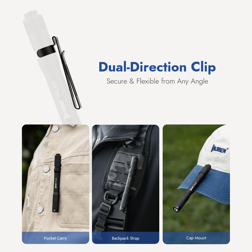 WUBEN PL01 Pen Light, 650 Lumens Pocket EDC Flashlight Rechargeable, Bright LED Pen Flashlight, IP68 Handheld Flash Lights, Compatible 2 AAA Battery for Home, Outdoor, Emergencies, Inspection