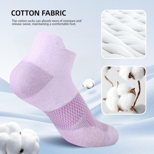 FITRELL Ankle Running Socks - 5-6 Pairs of Cushioned Low Cut Athletic Socks for Women