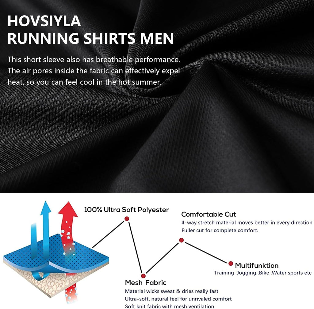 Skiennix Running Shirts for Men - Breathable Dry Fit Athletic Tops | 1/5 Pack Cool Workout Tees