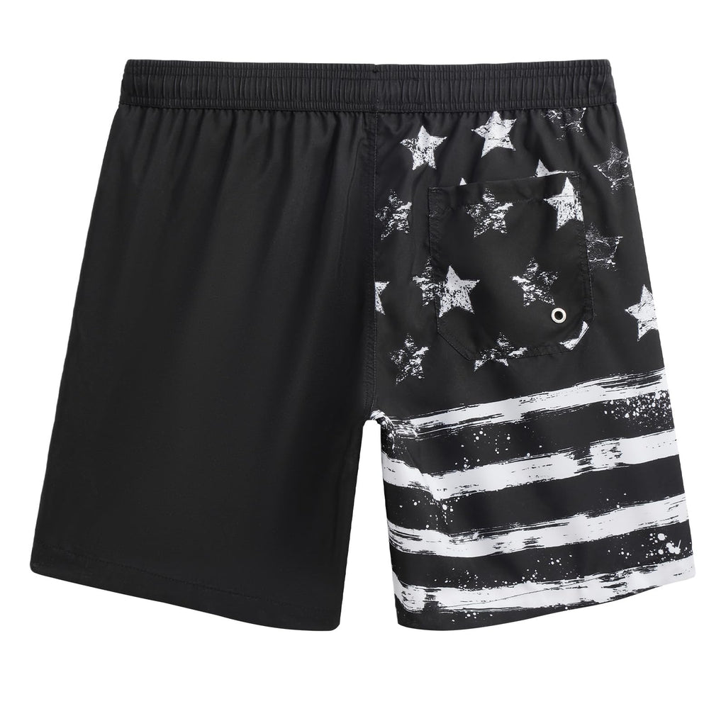 maamgic Mens Swim Trunks Quick Dry Swim Shorts with Mesh Lining Funny Swimwear Bathing Suits 7inch Left American Flag Large