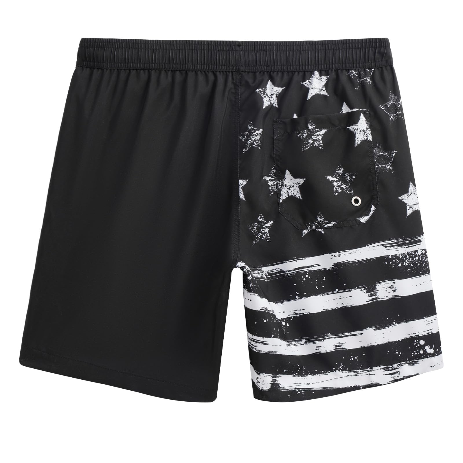 maamgic Mens Swim Trunks Quick Dry Swim Shorts with Mesh Lining Funny Swimwear Bathing Suits 7inch Left American Flag Large