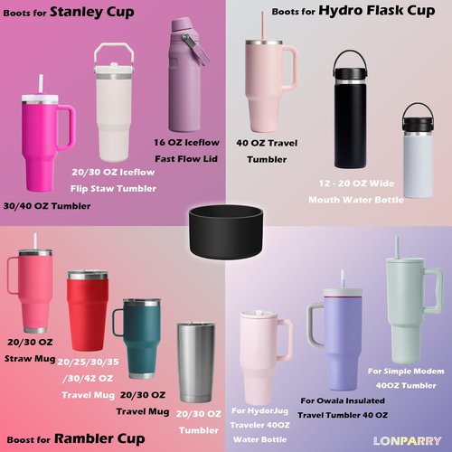4-Pack Silicone Boot for Stanley Cup 40 oz 30 oz, Boots for Stanley Cup Accessories, Non-Slip Tumbler Bottom Protector Cover, Noise Reduction Protective Sleeve for Quencher H2.0 / IceFlow 30oz 20oz
