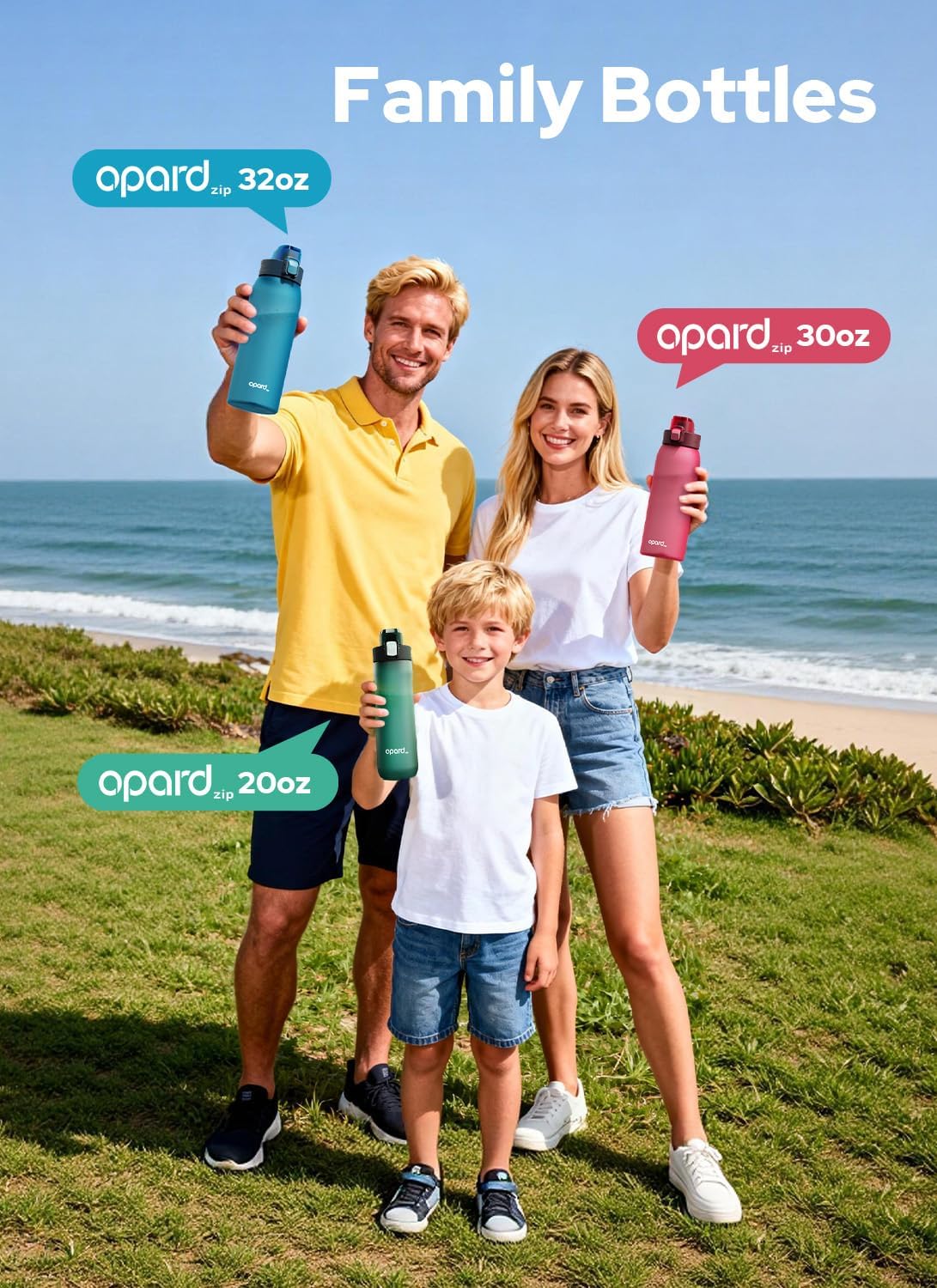 Opard 30oz Plastic Water Bottle - Leakproof Flip-Top Lid, BPA-Free Tritan | Dishwasher Safe, Wide Mouth for Gym & Outdoor Use