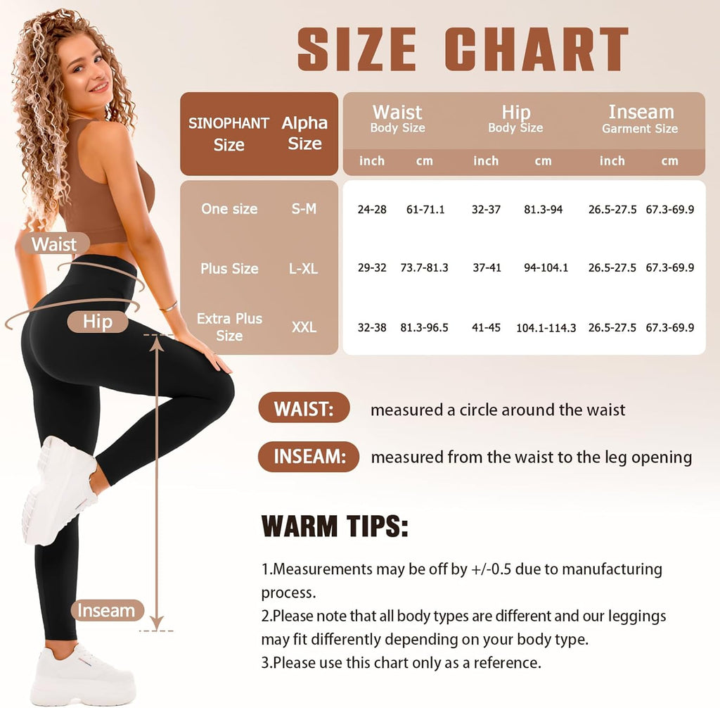 SINOPHANT Leggings for Women - Buttery Soft High Waisted Full Length Yoga Pants | 4 Pack Athletic Wear