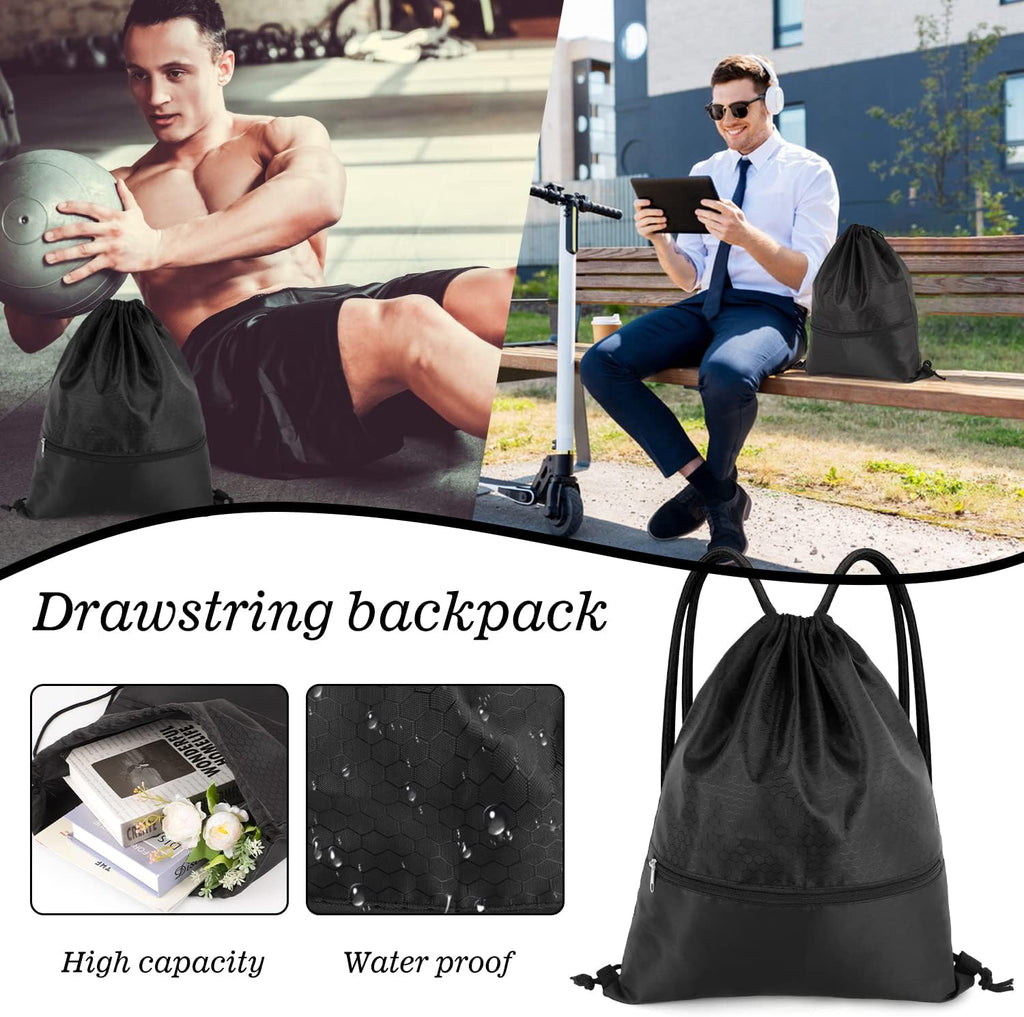 Skiennix Drawstring Backpack - Waterproof Gym Bag with Zip Pocket | Versatile for Men & Women