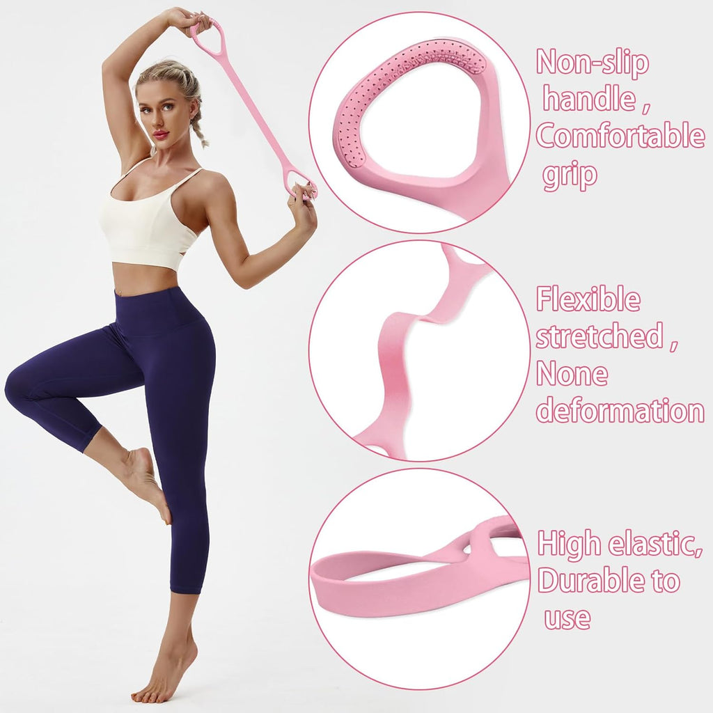 Skiennix 6 Pcs Figure 8 Resistance Bands - Versatile Yoga & Pilates Equipment for Full-Body Workouts