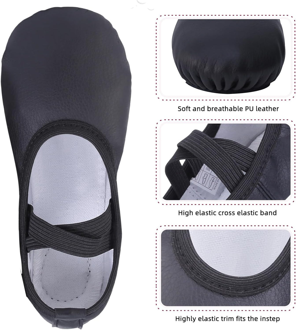 Skiennix Girls Ballet Shoes - Soft Leather Slippers for Toddlers, Little & Big Kids