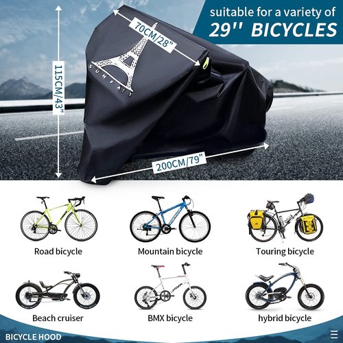 Bike Cover Waterproof Outdoor,Bike Accessories,Tarp for Bike Outside Storage Shed Anti-Sun Snow and dust,Suitable for Covering 1 to 2 Bicycles