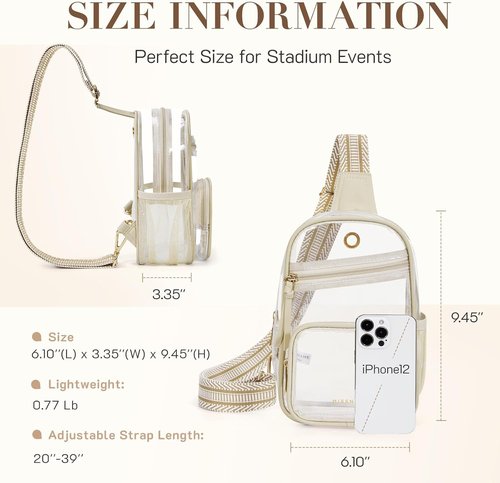Missnine Clear Sling Bag - Stadium-Approved Crossbody Purse with Side Mesh Pocket | Perfect for Sports & Concerts