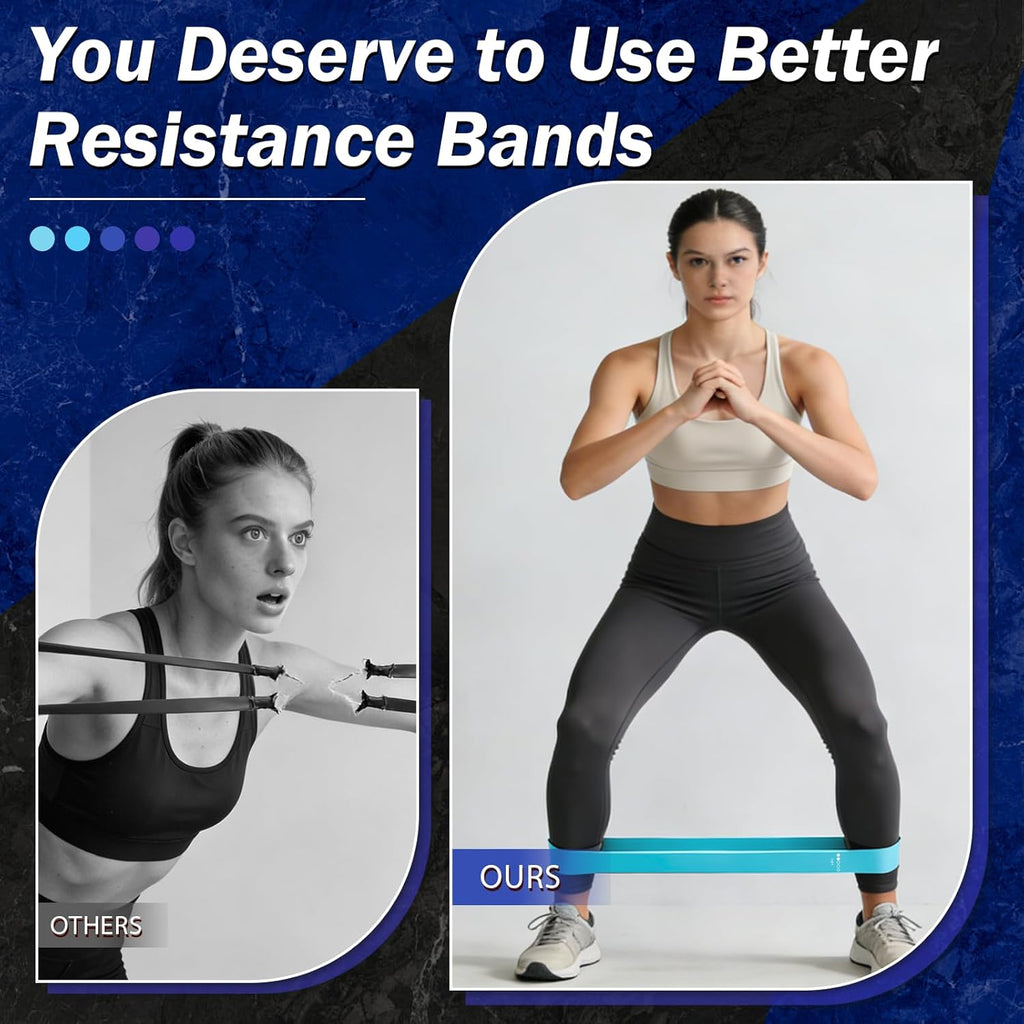 Skiennix Resistance Bands - 5 Levels of Resistance for Yoga, Pilates & Rehabilitation | Includes Woven Bag