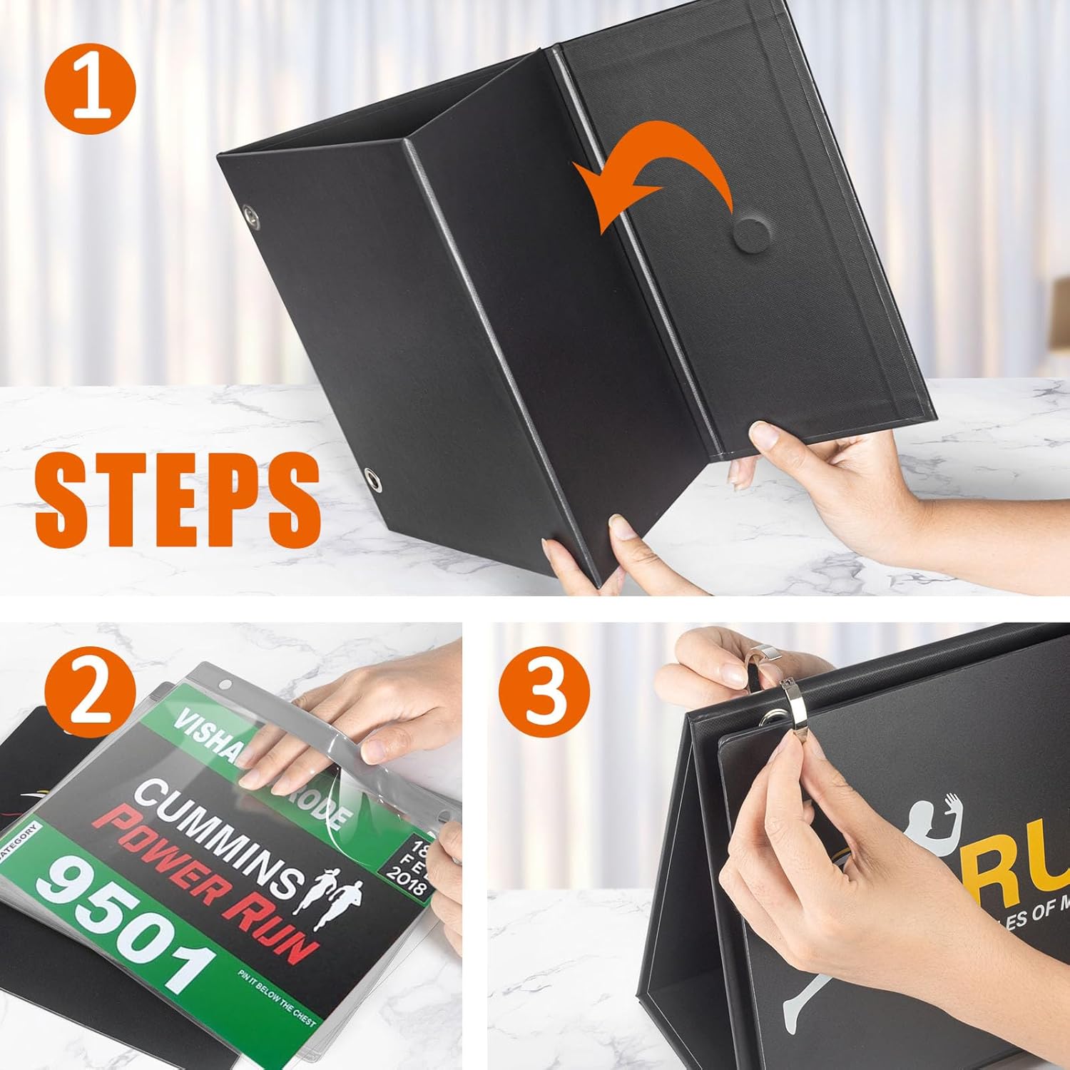 Skiennix Race Bib Holder - Desktop Display Album with 20 Vinyl Sheet Protectors