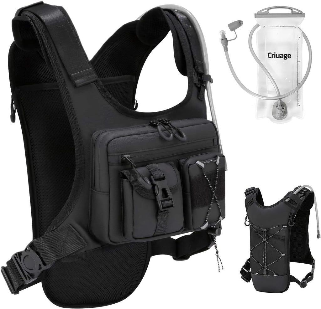 USA Original Patent Hydration Vest Backpack - Lightweight 2.0L Water Bladder Daypack for Hiking & Running