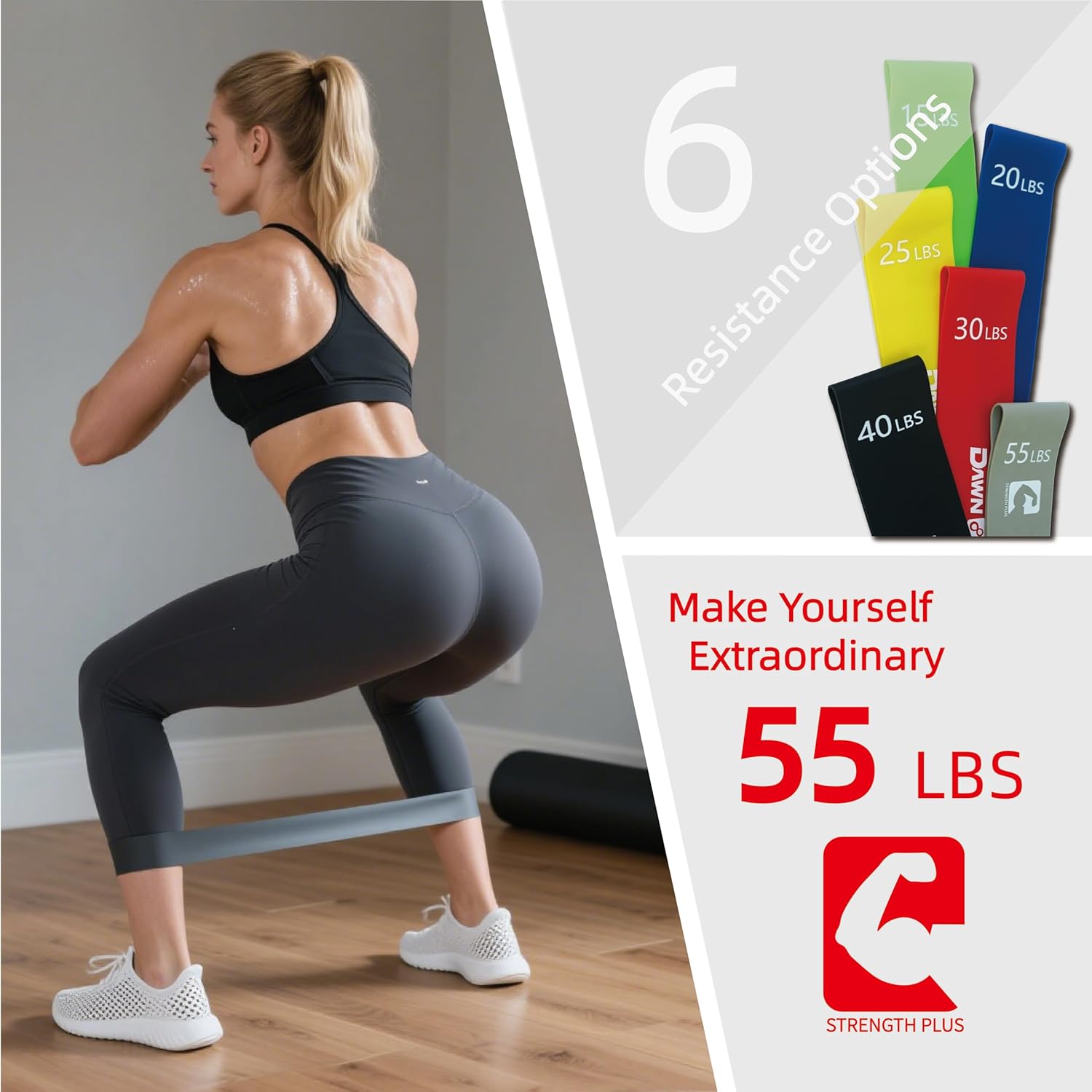 Skiennix 6-Levels Resistance Loop Bands Set - Elastic Workout Bands for Yoga & Strength Training | Includes Guide & Carry Bag