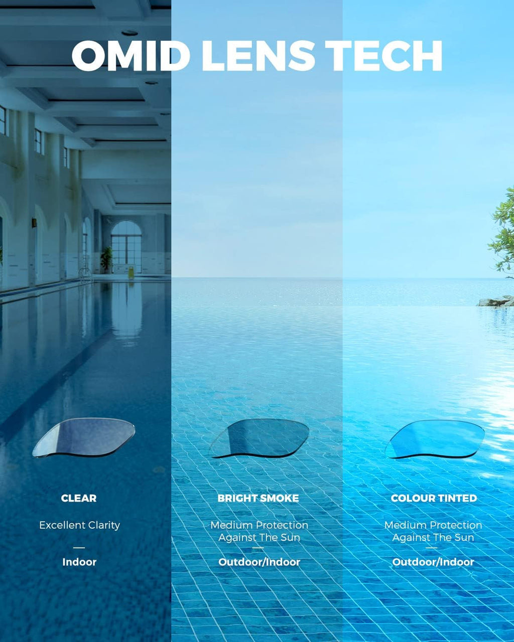 OMID Swim Goggles - P2 Lite Comfortable Anti-Fog Design for Adults & Youth | Perfect for Swimming