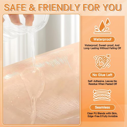 WOMEIKI 60PCS Thigh Lift Tape - Instant Skin Tightening, Anti-Chafing & Lift Firming for Legs, Invisible Waterproof Anti-Friction Patch for Women, Perfect for Dresses, Sports & Daily Wear (60)