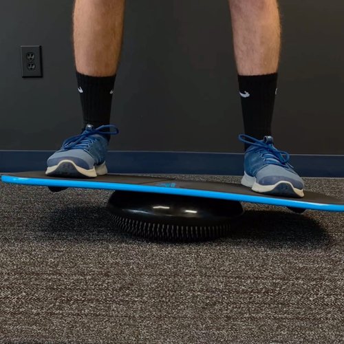 Revbalance Adjustable Wobble Cushion and High Density Rocker Combo for Balance Training, Recovery, and Physical Therapy (Black)