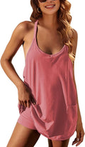 Lentta Women's Athletic Mini Dress - Sleeveless V-Neck Sundress with Built-In Shorts | Perfect for Summer