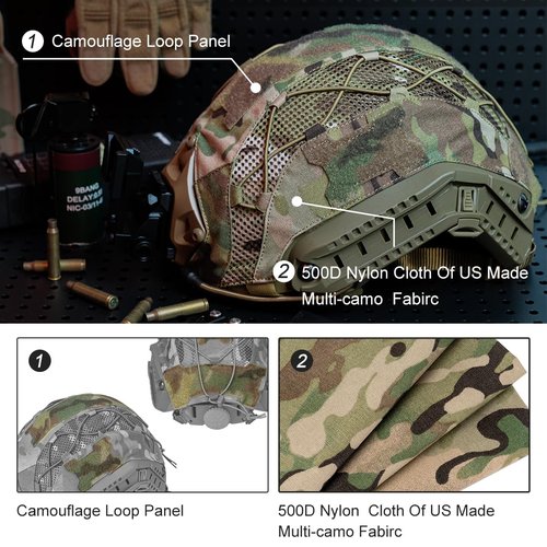 Tactical Helmet camo Cover for Fast Helmet in Size M/L, Paintball Shooting Gear - 500D Nylon -Without Helmet(camo)