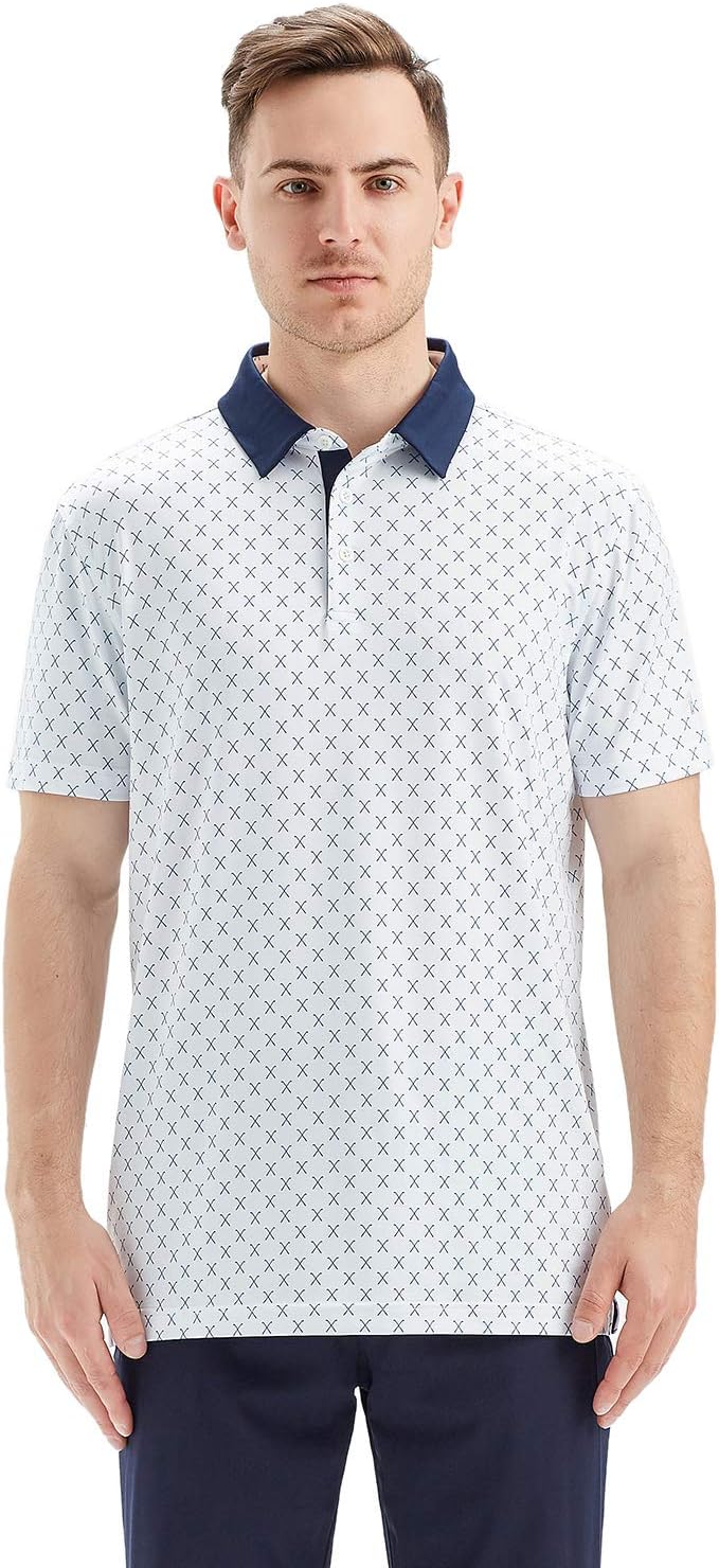 Skiennix Golf Shirt for Men - Dry Fit Performance Polo with Moisture-Wicking Fabric | Short Sleeve Print