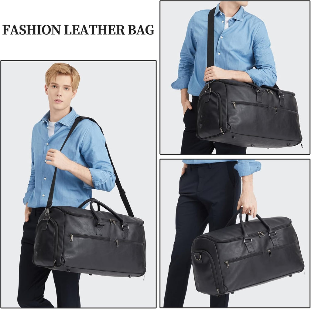 Seyfocnia Carry-On Garment Bag - Convertible Travel Suitcase for Men & Women | Black 2-in-1 Design