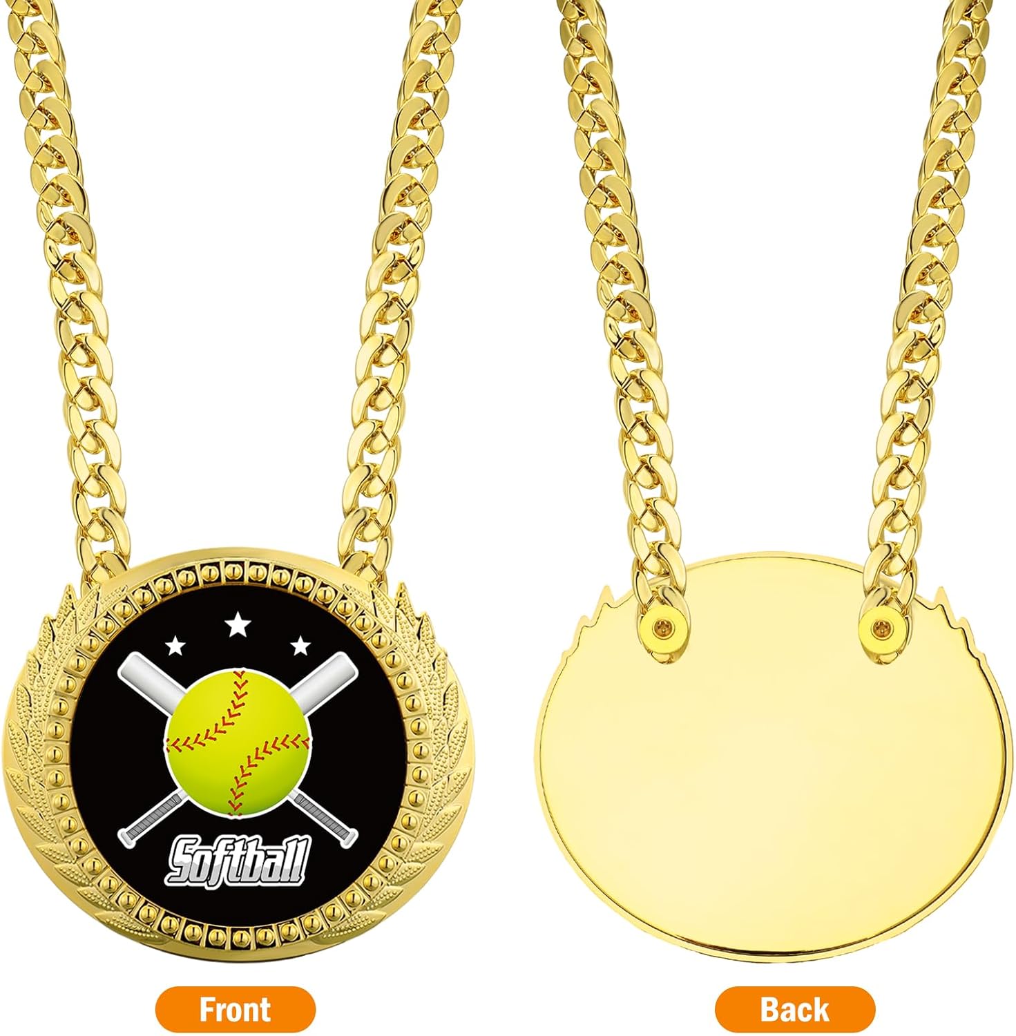 Tondiamo Sports MVP Turnover Chain Medal - 6" Gold Champion Award Necklace for Baseball & Basketball