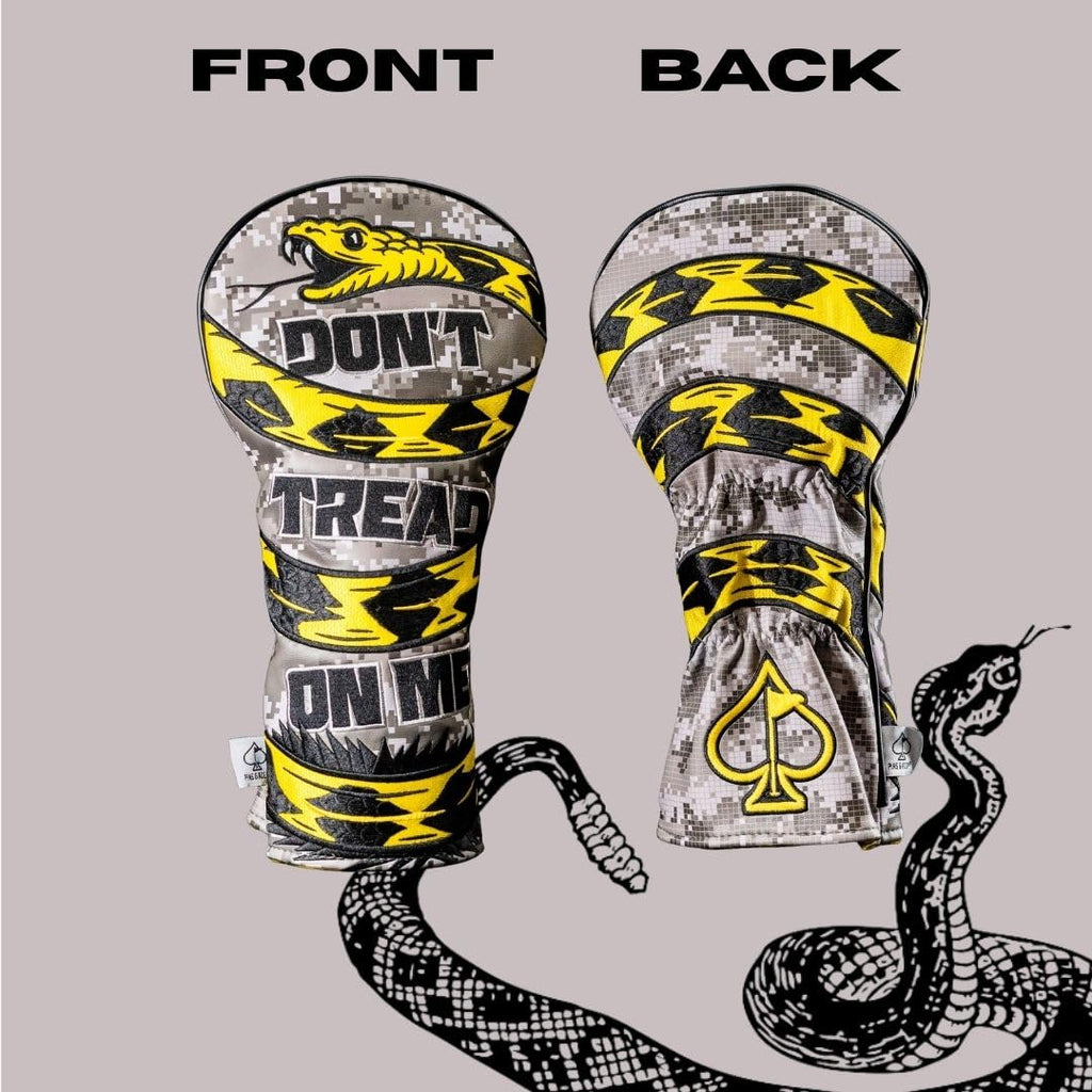 Pins & Aces Golf Co. Don’t Tread On Me Premium Fairway Headcover - Quality Leather, Hand-Made Golf Wood Head Cover - Style Customize Your Bag - Tour Inspired, American, Patriotic Classic Design