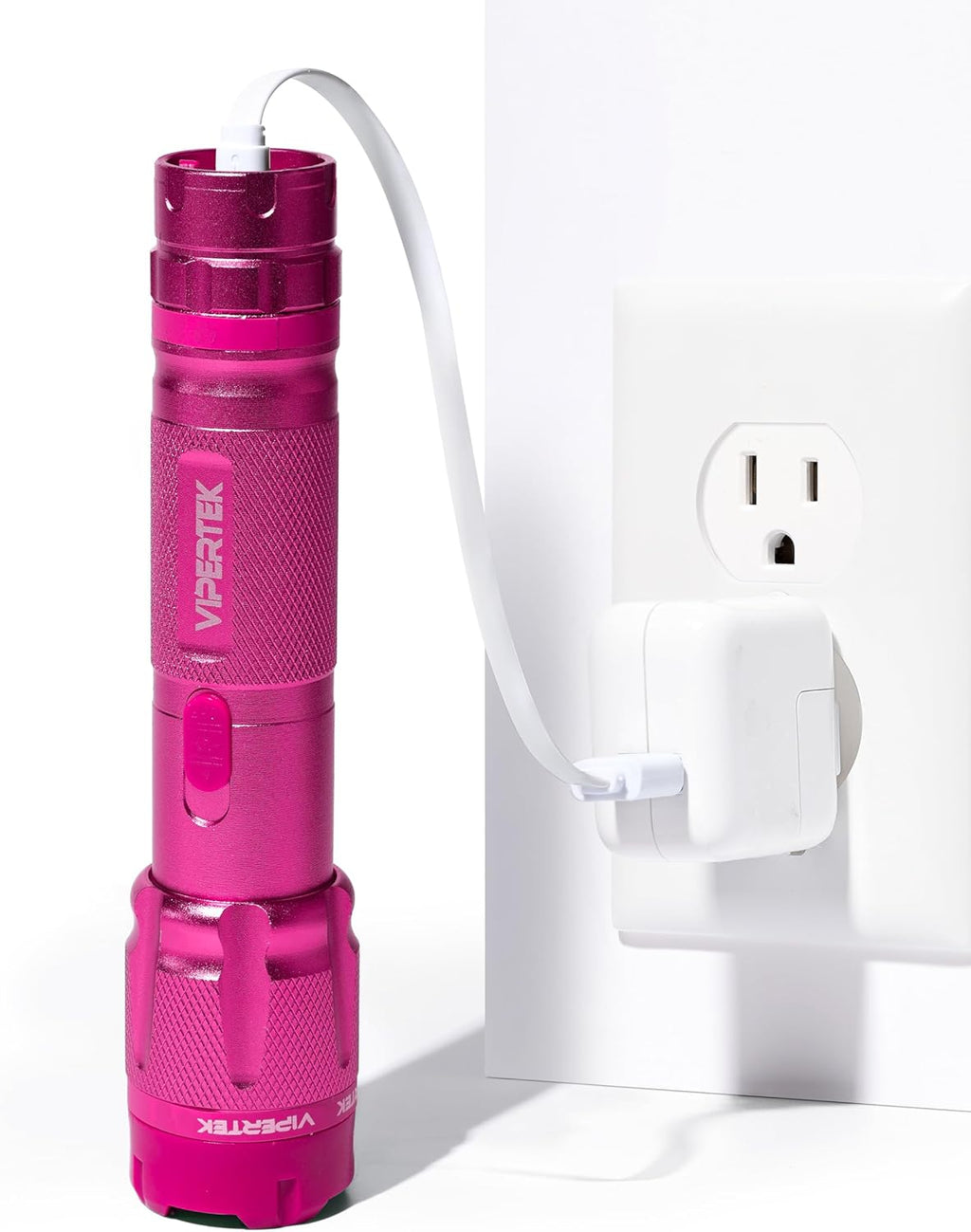 VIPERTEK VTS-T03 Stun Gun - Rechargeable Self Defense Device with LED Flashlight | Pink Color