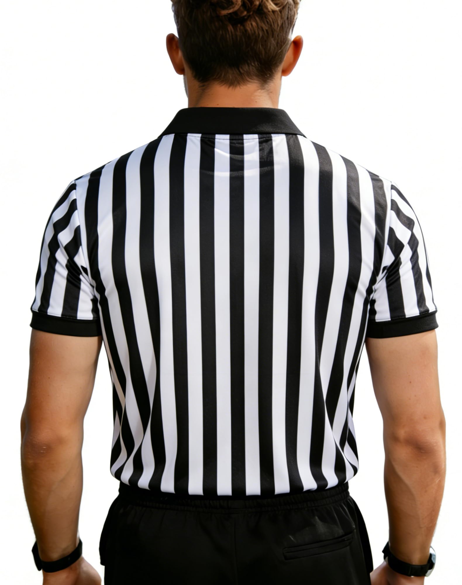WILLBEFIT Men's Referee Shirt Women Official Football Basketball Zipper Ref Jersey for Halloween Costume Umpire Waitress Uniform XL